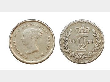1839 VICTORIA YOUNG HEAD SILVER TWO PENCE.