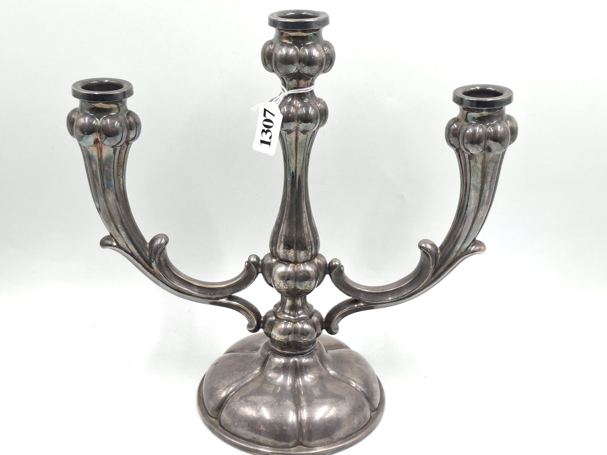 1307 · SILVER PLATE CANDELABRA