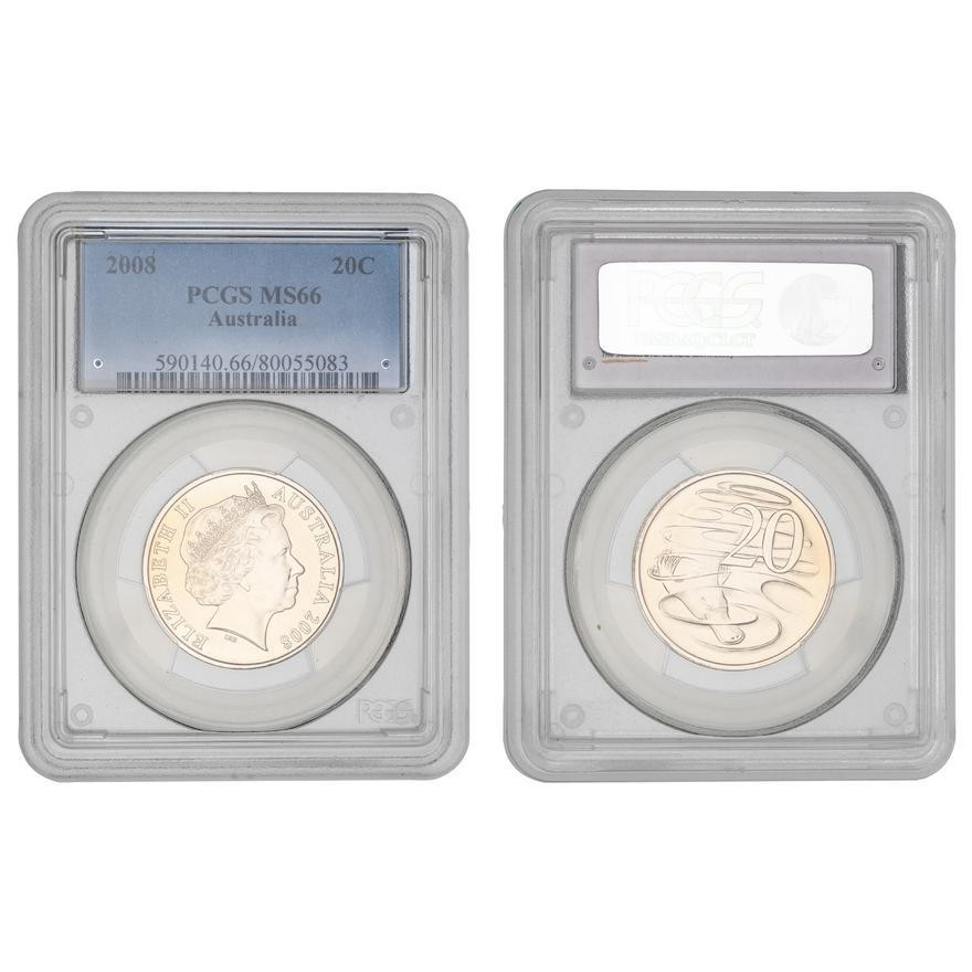 Elizabeth II, , Twenty Cent, 2008, PCGS MS66
