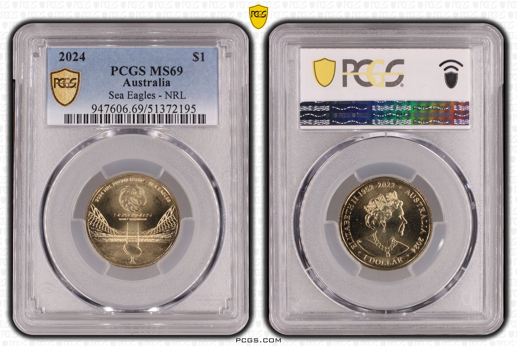 Sea Eagles - NRL, POP 1/0, One Dollar, 2024, PCGS MS69