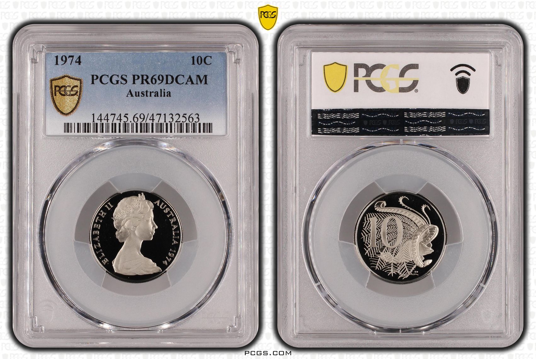 Elizabeth II, Ten Cent, 1974, PCGS PR69DCAM