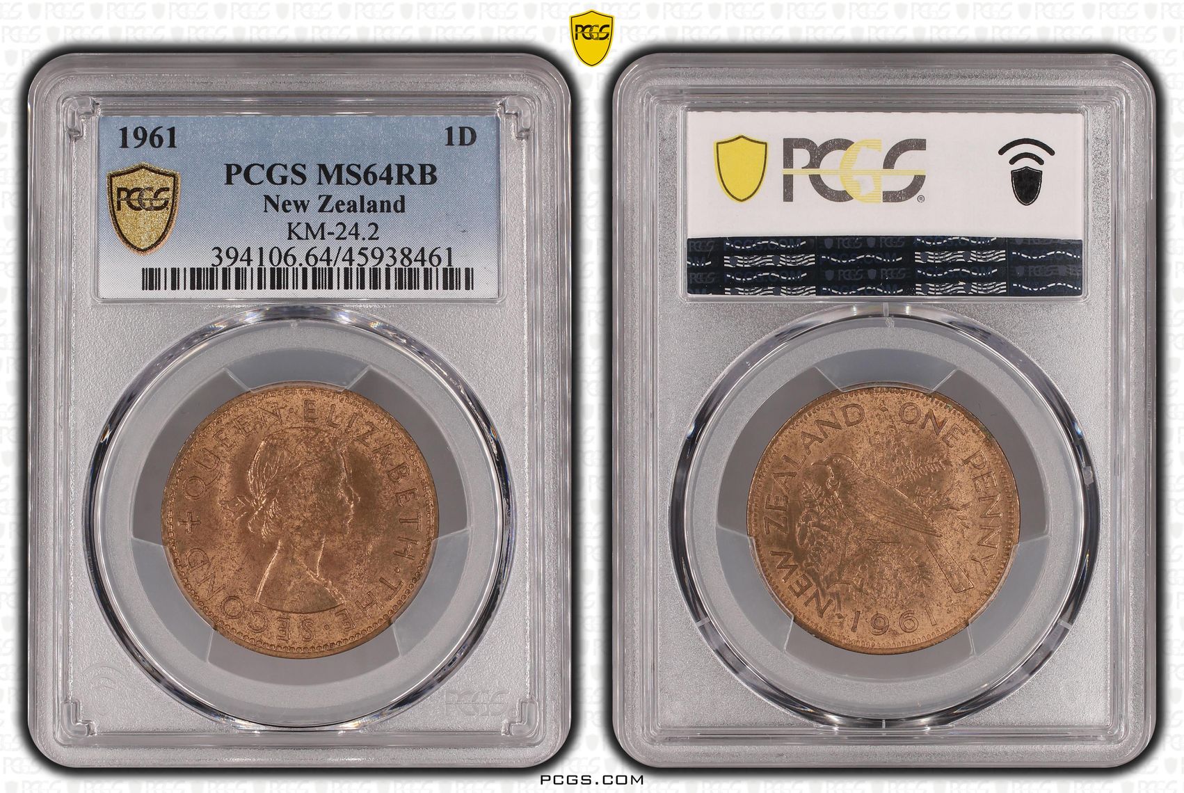 1961 New Zealand Penny KM-24.2 PCGS - MS64RB -461