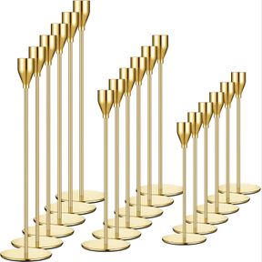 SET OF 18 CANDLESTICK HOLDERS METAL CANDLE HOLDER TAPER CANDLE HOLDERS TALL CANDLE HOLDERS FOR TABLE CENTERPIECE MODERN PILLAR CAN