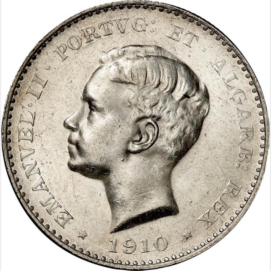 ポルトガル-Portugal. 半島戦争100周年 1000レイス銀貨 1910年 KM558 