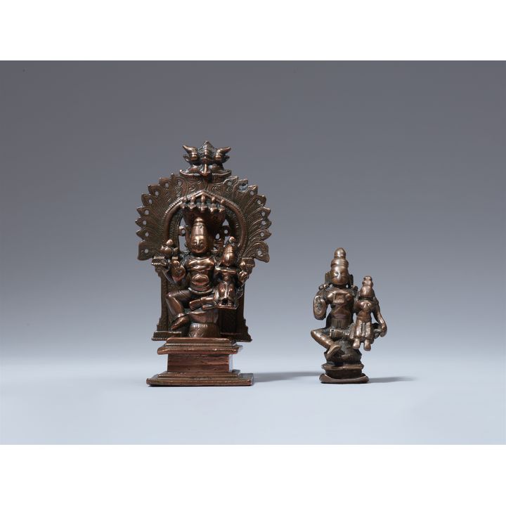 Two South Indian copper alloy figures of Lakshmi-Narayana. 17th and 20th century