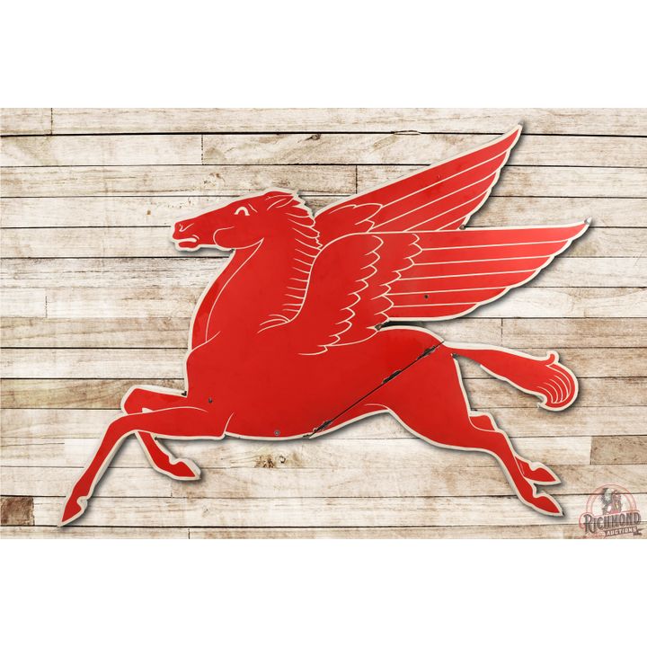 2-Piece Left Facing Mobil Pegasus Cookie-Cutter Porcelain Sign TAC 8.5