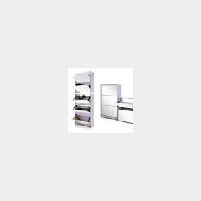 HAZLO 5 DOOR STACKABLE SHOE STORAGE CABINET WITH MIRROR - WHITE