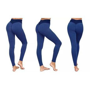 High Waist Yoga Pants Tummy Control Butt Lifting Tights Common With Tik Tok blue M-L
