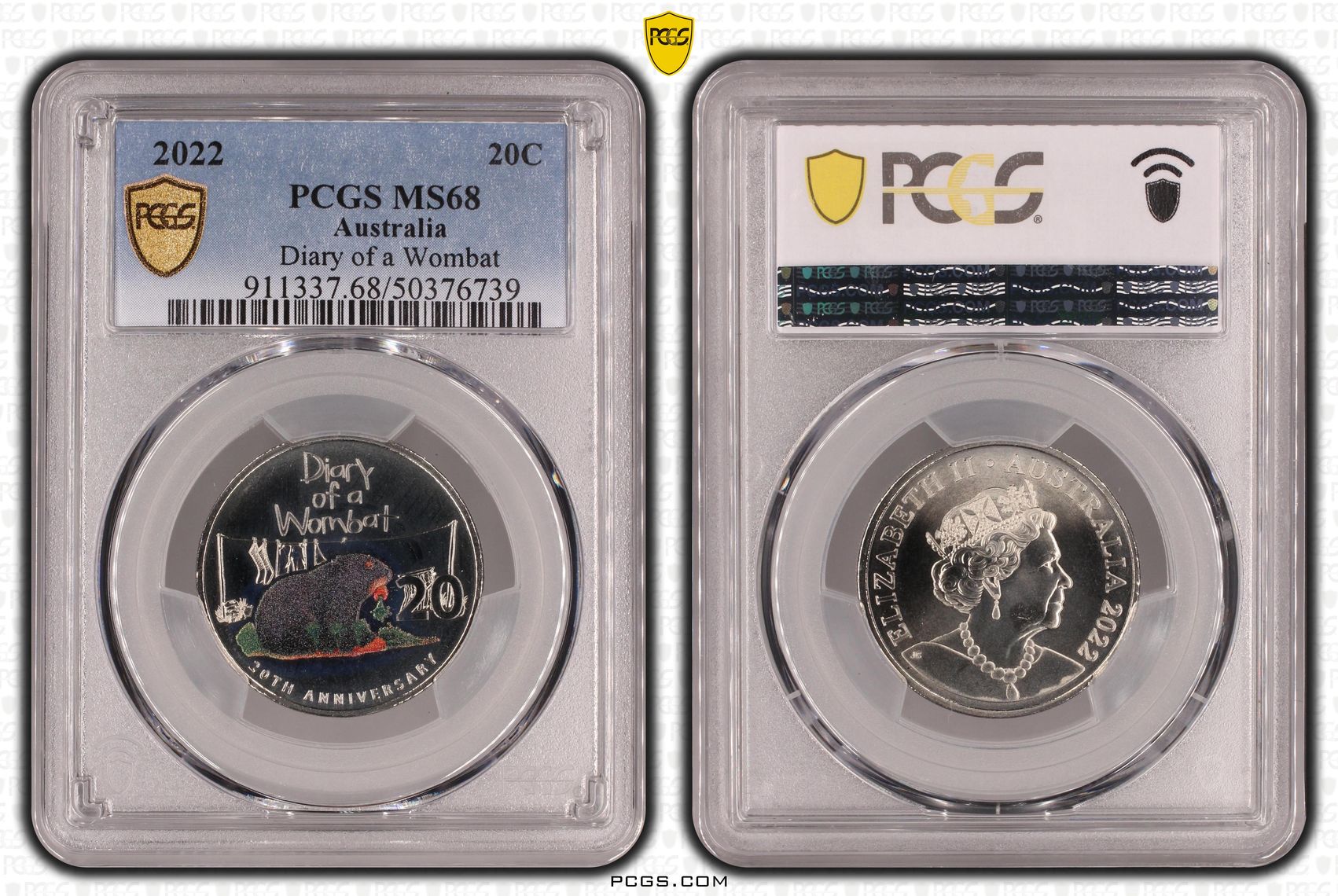 Diary of a Wombat , Twenty Cent, 2022, PCGS MS68