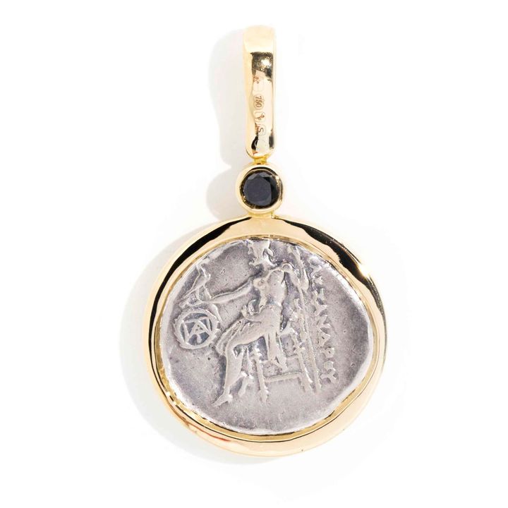 Alexander the Great & Zeus Ancient Coin 18 Carat Gold Pendant