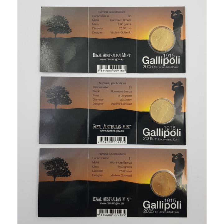 Gallipoli Mintmark $1 Coins (x3)