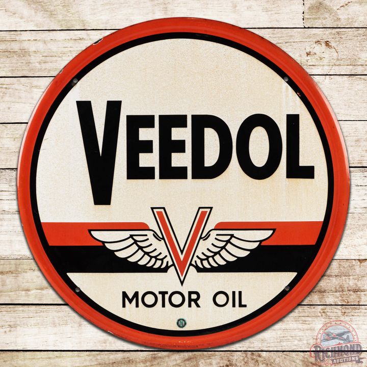 Veedol Motor Oil Single Sided Porcelain Sign w/ Logo