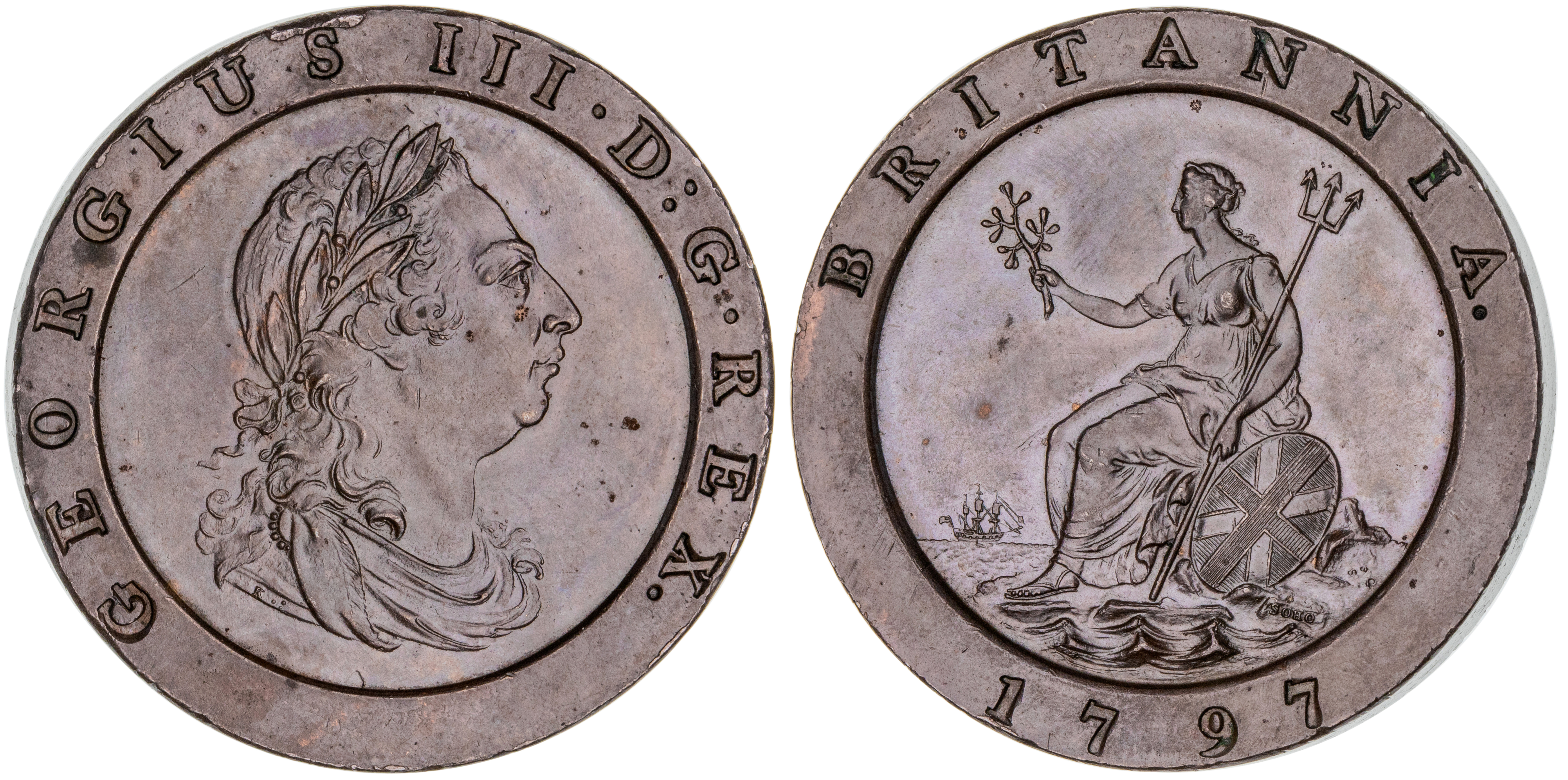 Great Britain, George III, Twopence, 1797, UNC