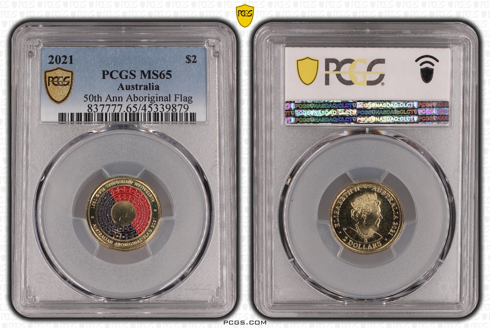 2021 Australia Two Dollar, $2 50th Ann Aboriginal Flag PCGS - MS65 -879