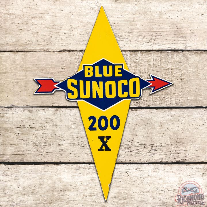 Blue Sunoco 200 X SSP Pump Plate Sign - 8.9