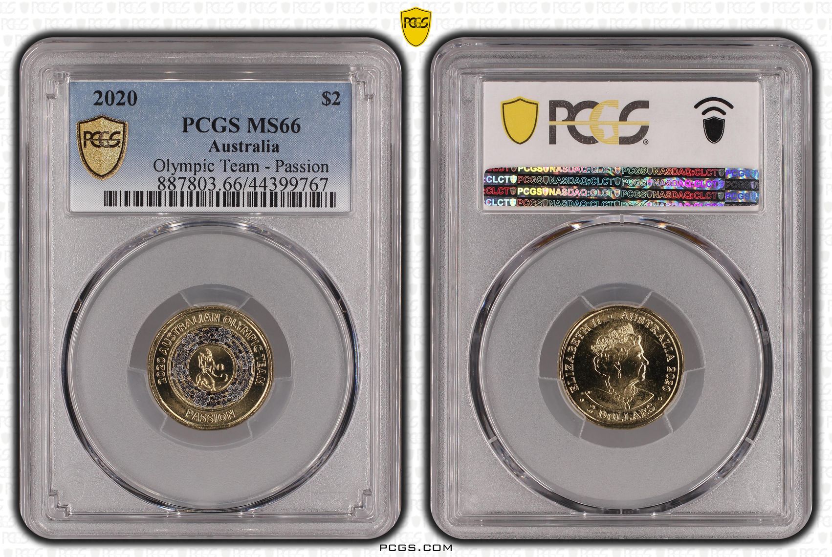 2020 Australia Two Dollar, $2 Olympic Team - Passion PCGS - MS66 -767