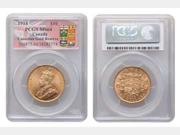 1914 CANADA GEORGE V GOLD $10 COIN NGC MS64