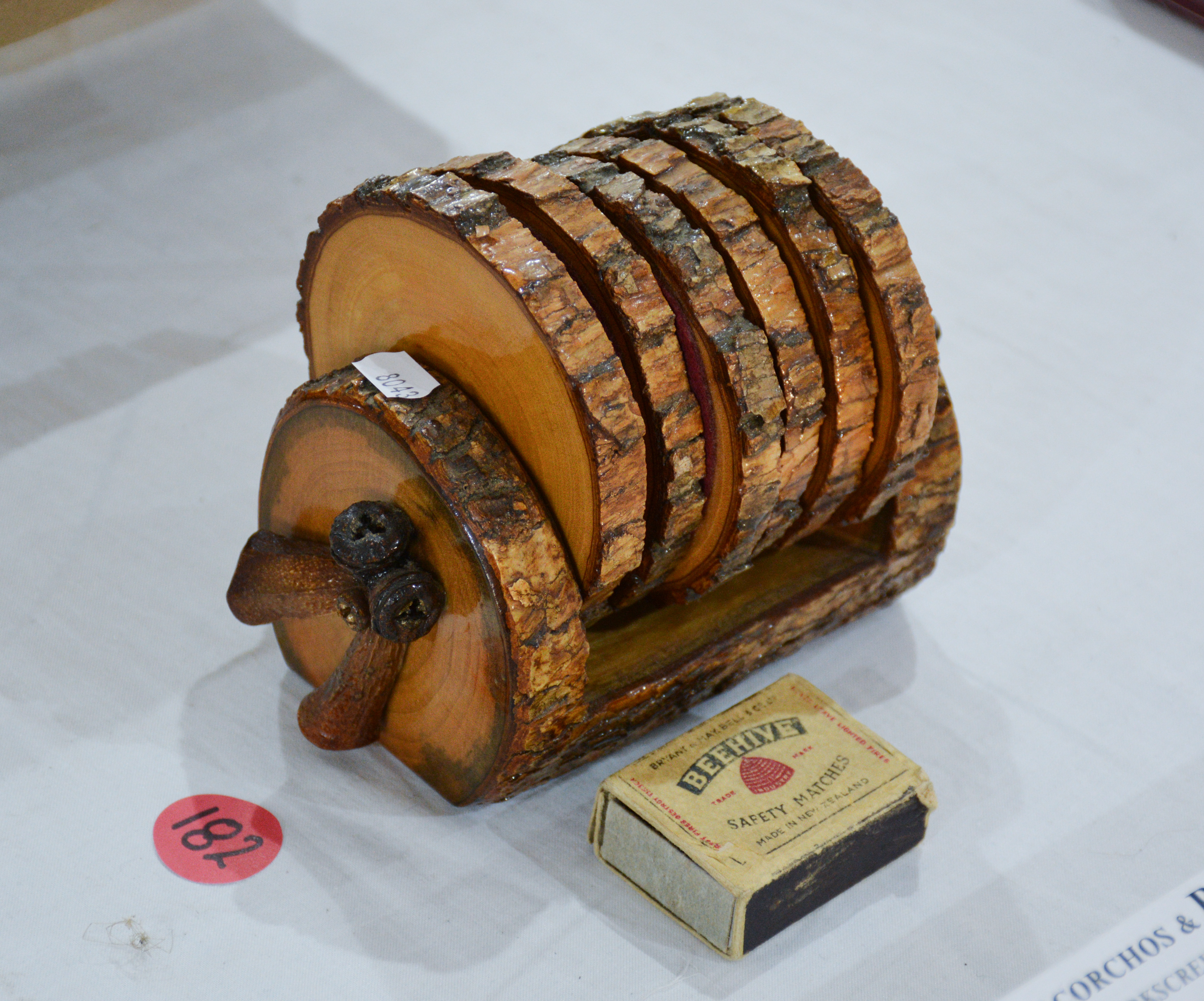 Rustic Wood Slice Coaster Set — NZ auction result