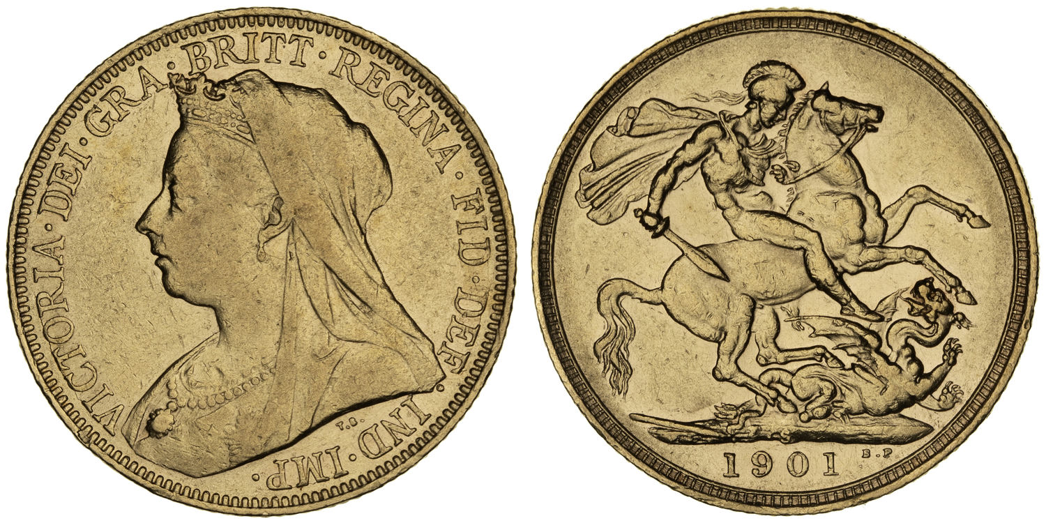 Victoria, St George Reverse, Sovereign, 1901-S, aFine