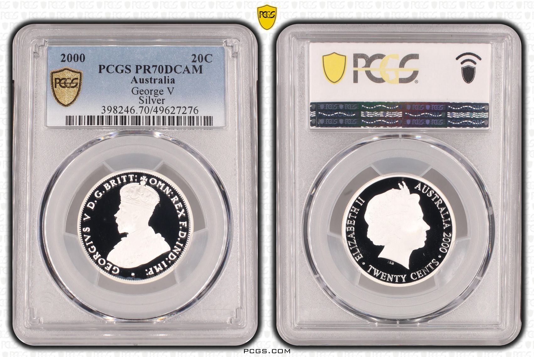 George V Silver, Twenty Cent, 2000, PCGS PR70DCAM