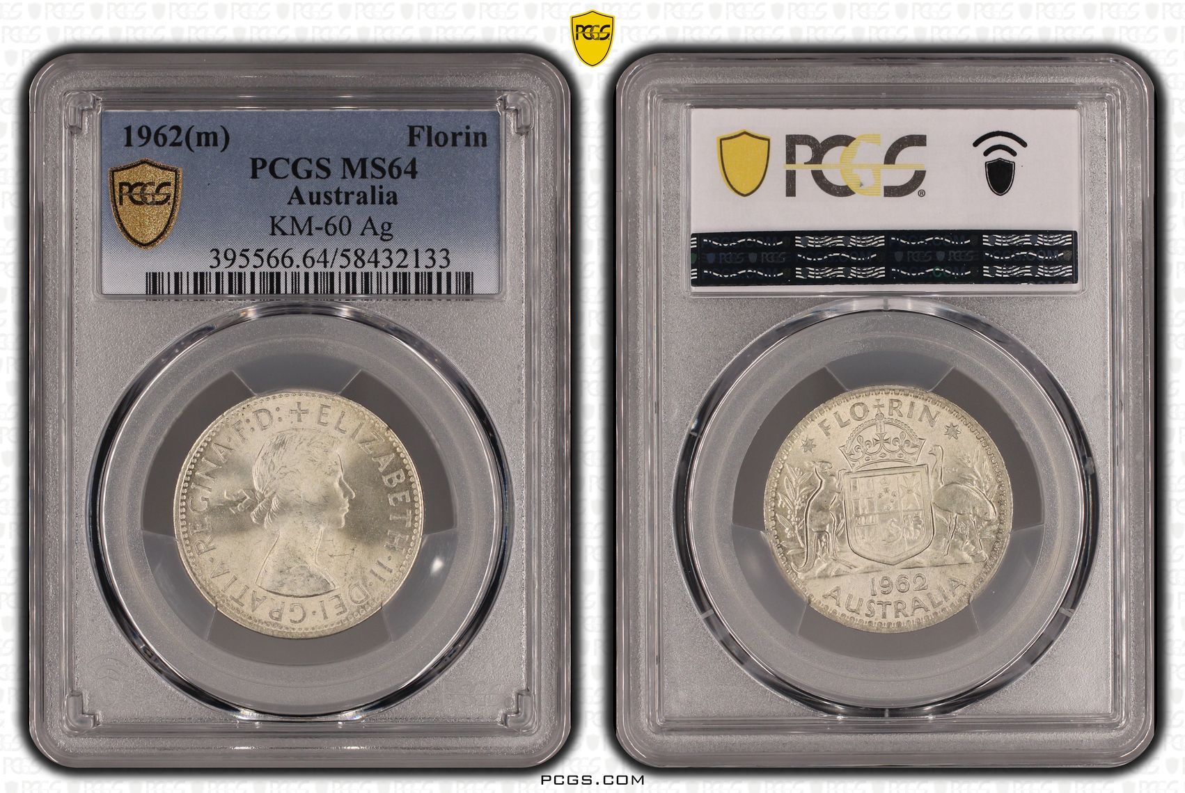 Elizabeth II, Florin, 1962(m), PCGS MS64