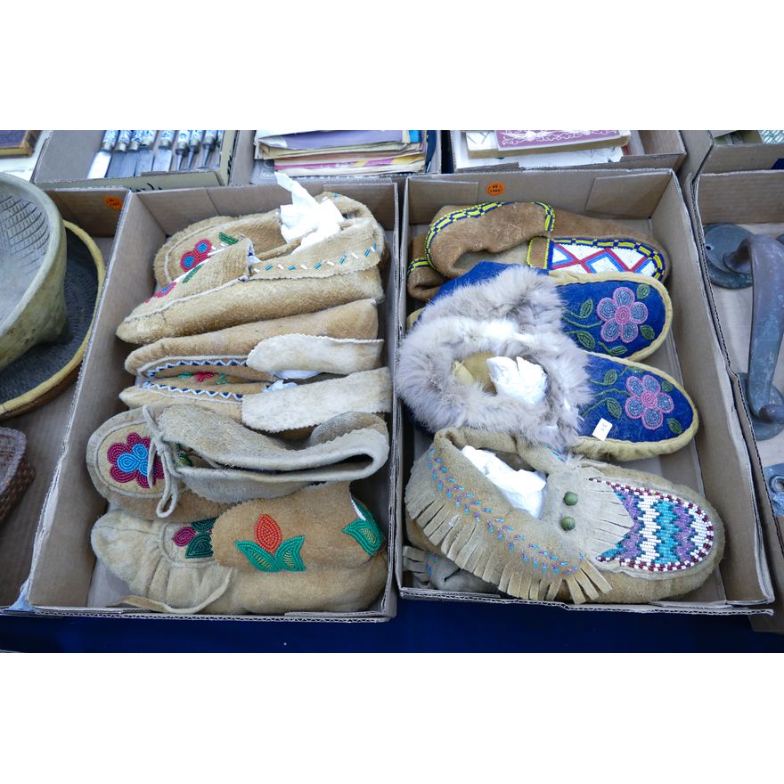 2 Boxes Vintage Native Beaded Moccasins