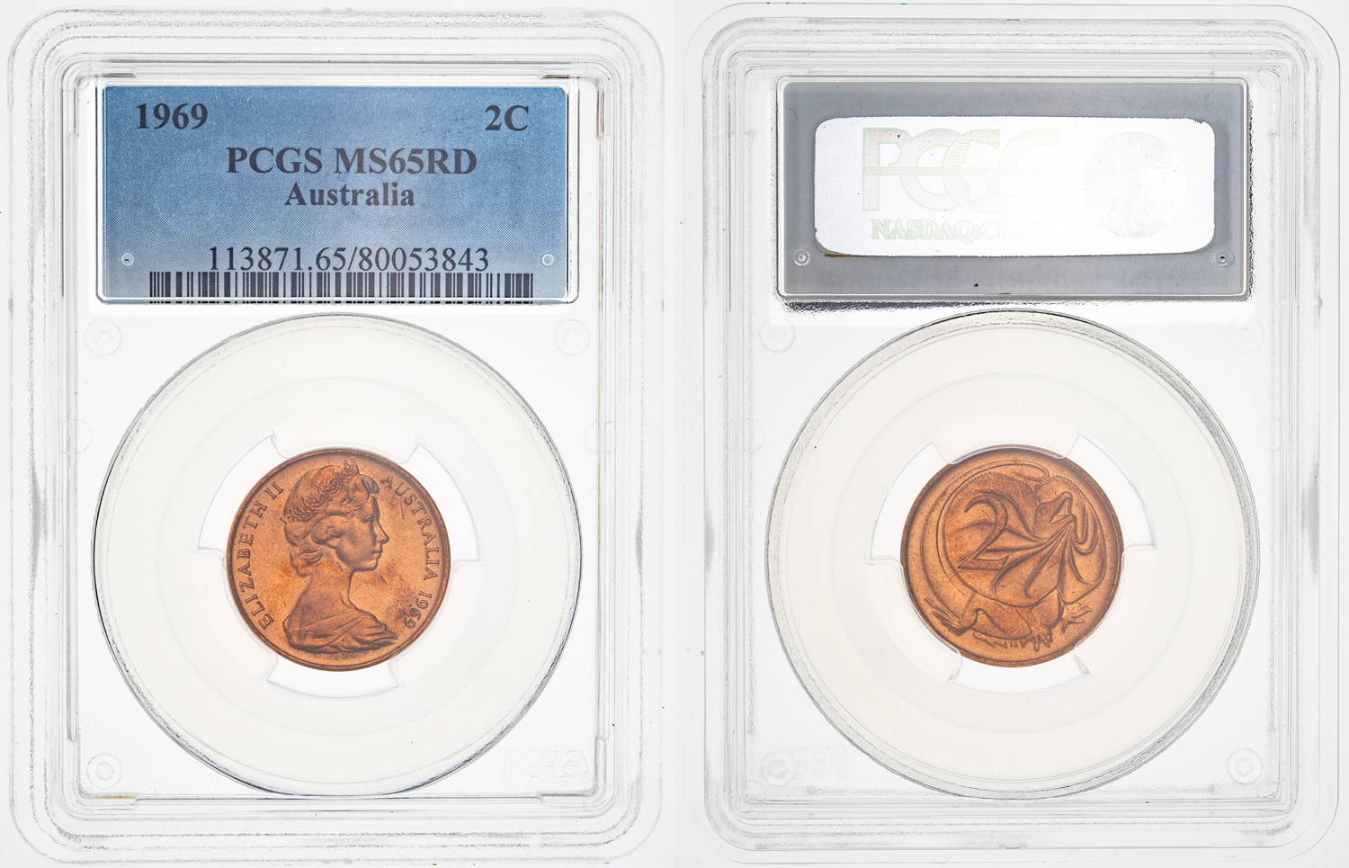 Two Cent, 1969, PCGS MS 65RD