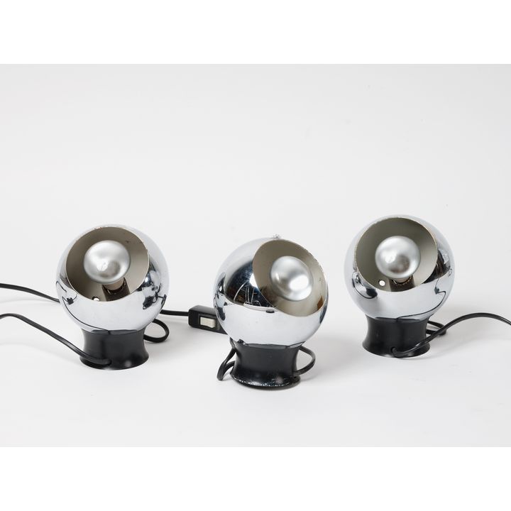 Three 1960s Danish chrome ball lamps