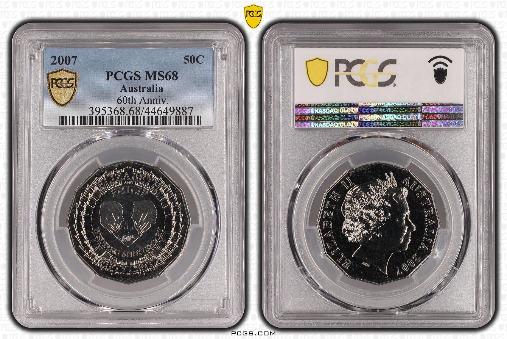 91 · 2007 Australia Fifty Cent, 50c 60th Anniv. PCGS - MS68 POP 14/0 -887