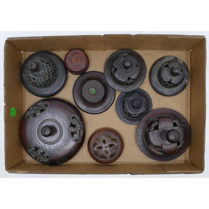 Box Old Chinese Rosewood Jar Covers