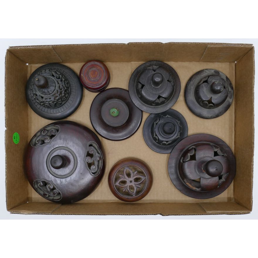 Box Old Chinese Rosewood Jar Covers