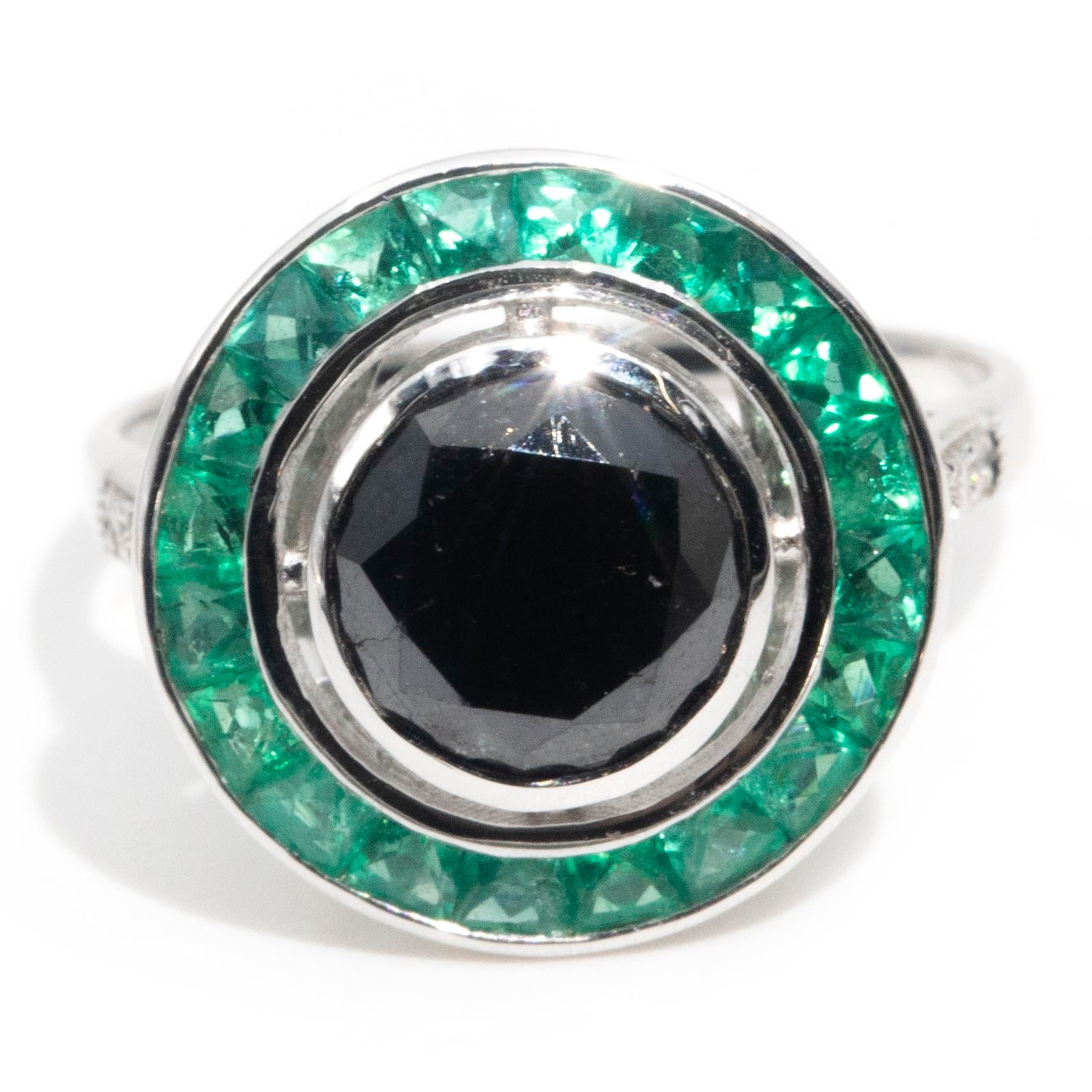 2375 · Emerald & Black Diamond 18 Carat Gold Ring