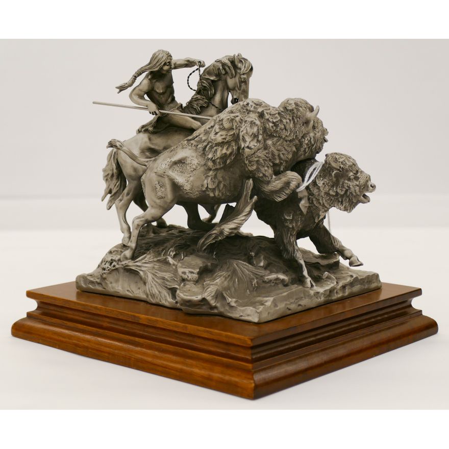 Don Polland ''Buffalo Hunt'' S/N Limited Edition Pewter Sculpture 7''