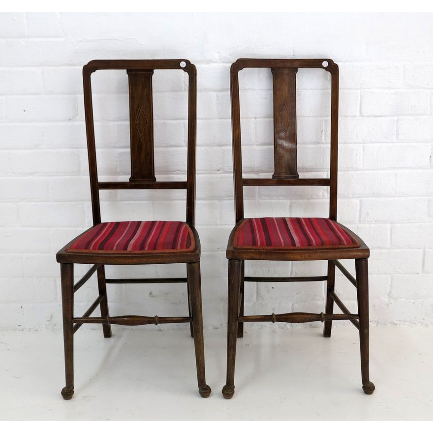 PAIR OF INLAID MAHOGANY SIDE CHAIRS