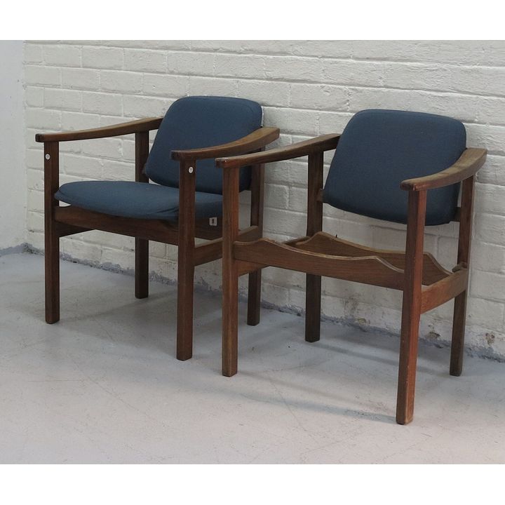 PAIR OF MID CENTURY OPEN ARMCHAIRS