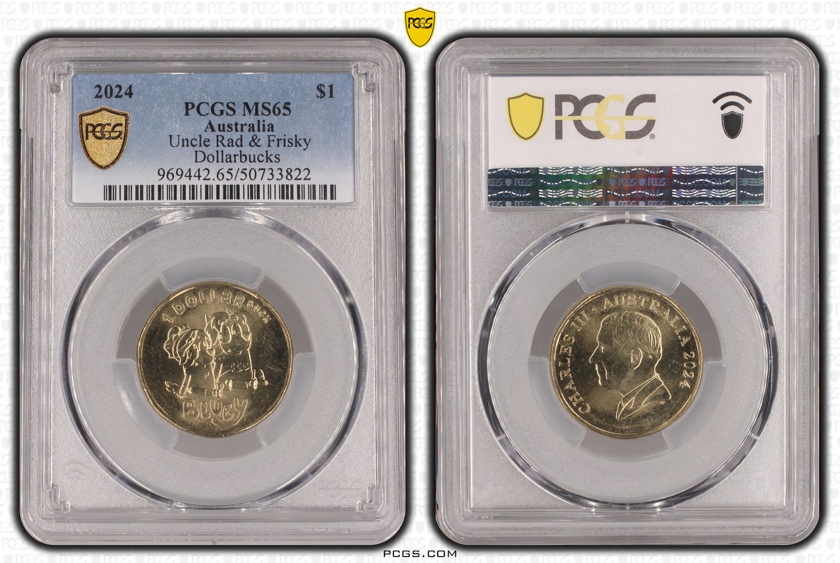Uncle Rad & Frisky - Dollarbucks , One Dollar, 2024, PCGS MS65