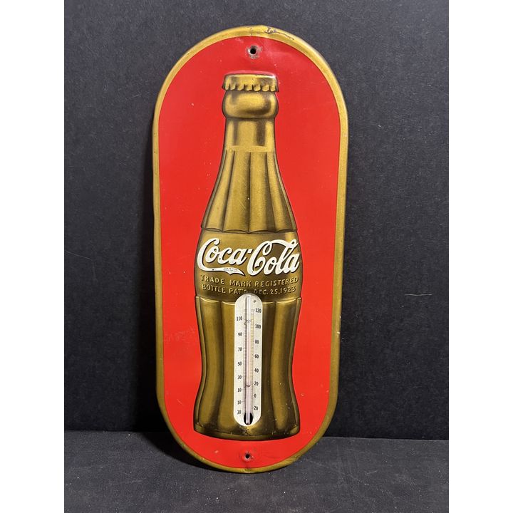 Coca Cola Coke Christmas Tin Metal Soda Thermometer