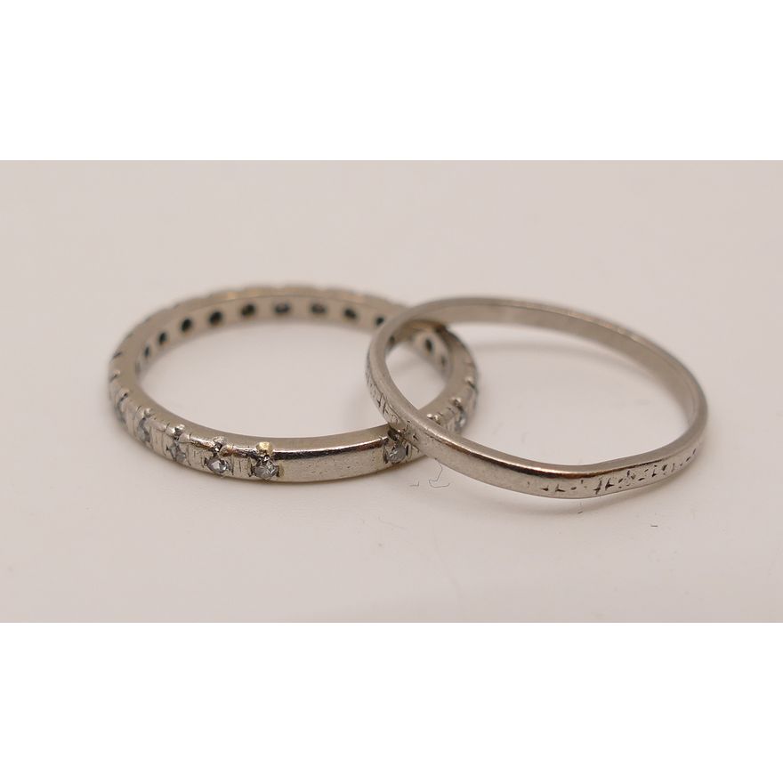 2pc Platinum & Diamond Art Deco Bands- 5.5g TW