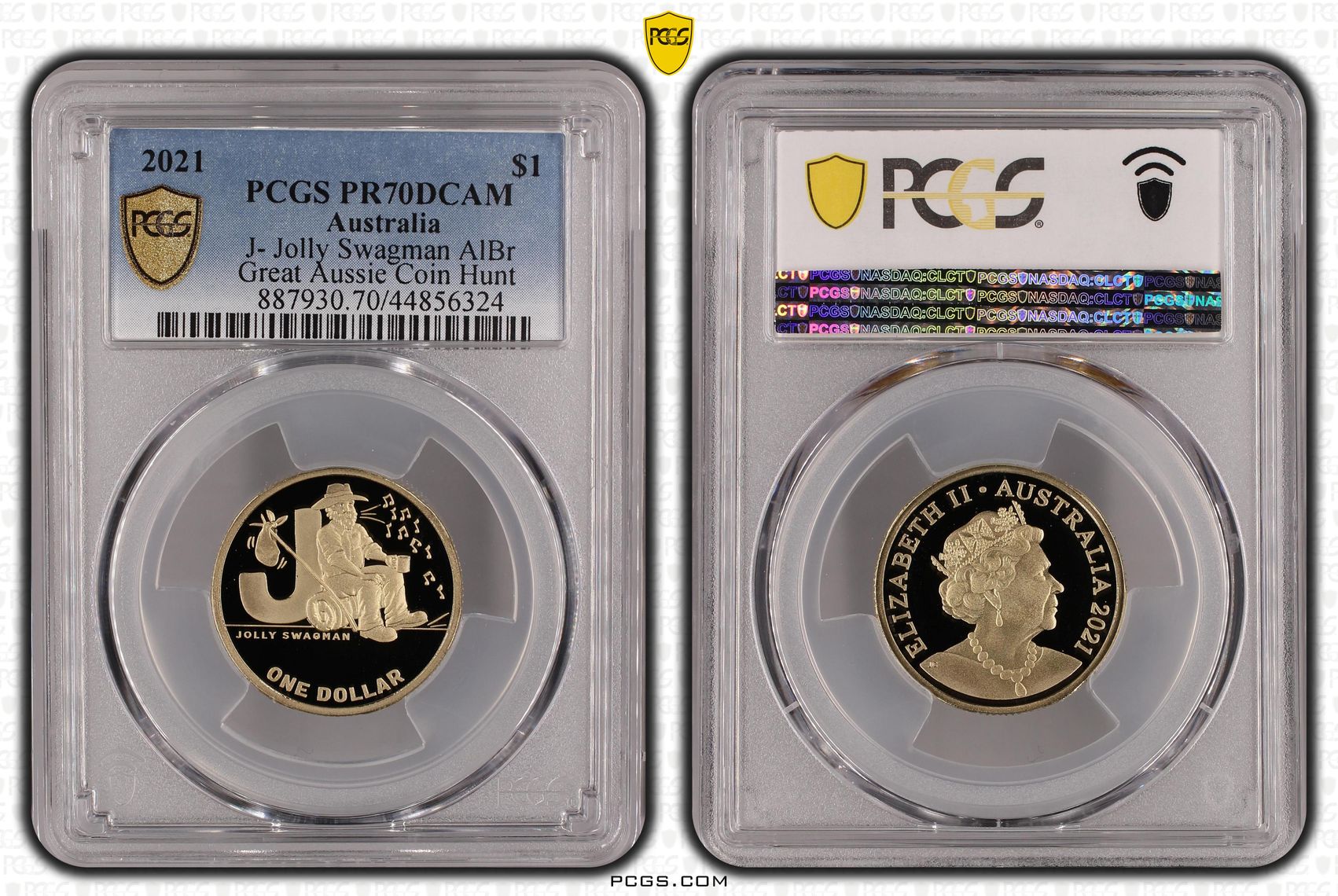 482 · 2021 Australia One Dollar, $1 J- Jolly Swagman AlBr PCGS - PR70DCAM POP 18/0 -324