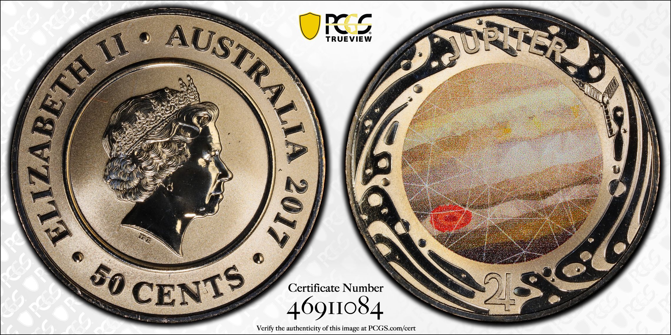Planetary Coins Jupiter, Fifty Cent, 2017, PCGS MS 69