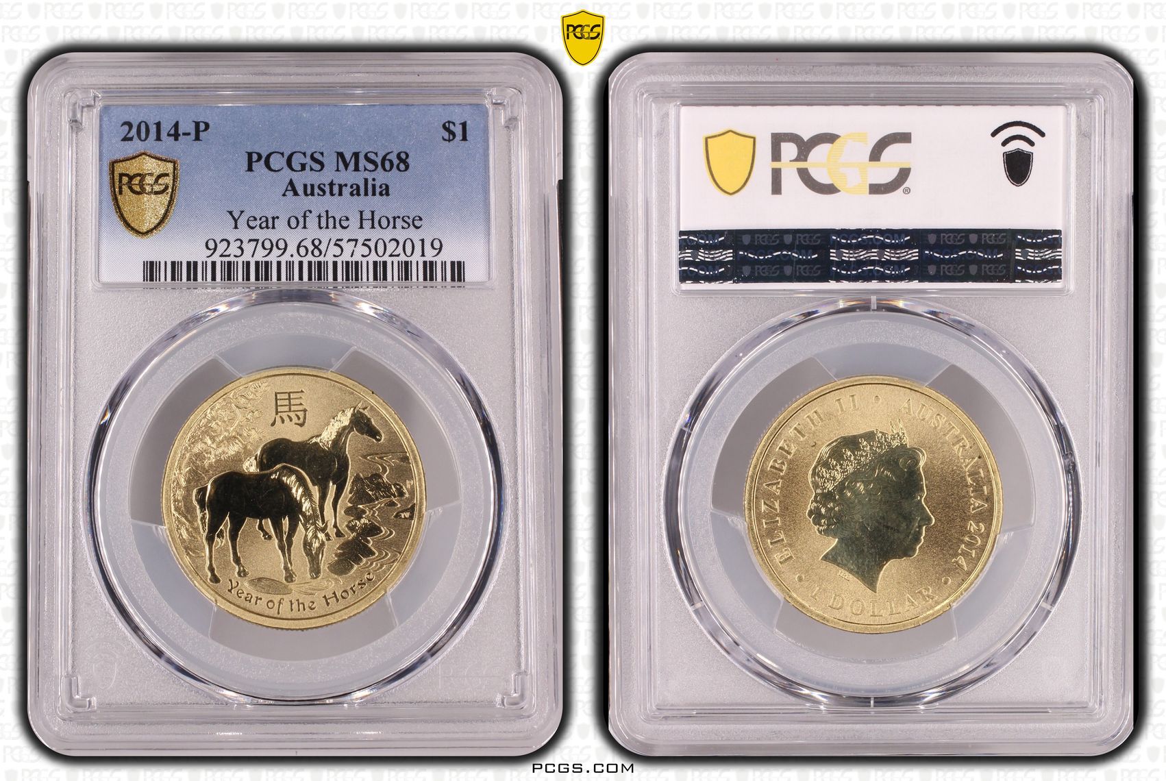 361 · Year of the Horse, One Dollar, 2014-P, PCGS MS68