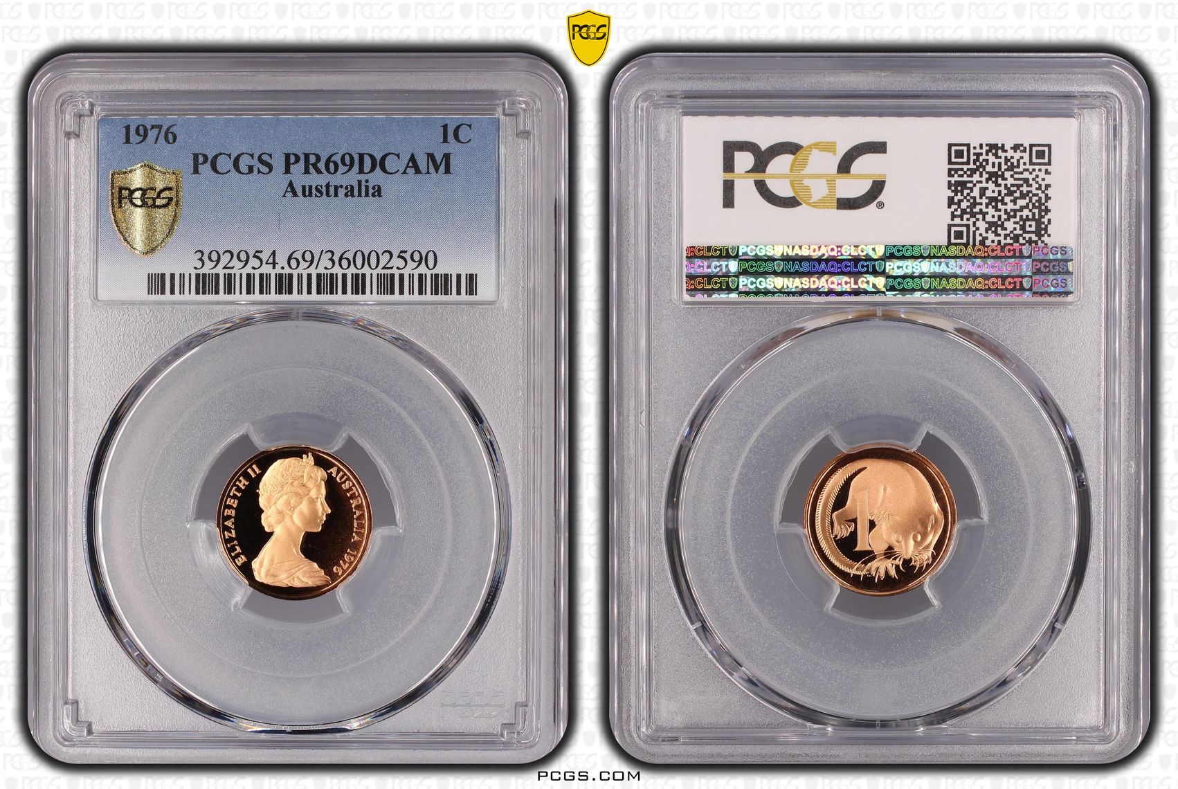 Elizabeth II, One Cent, 1976, PCGS PR69DCAM