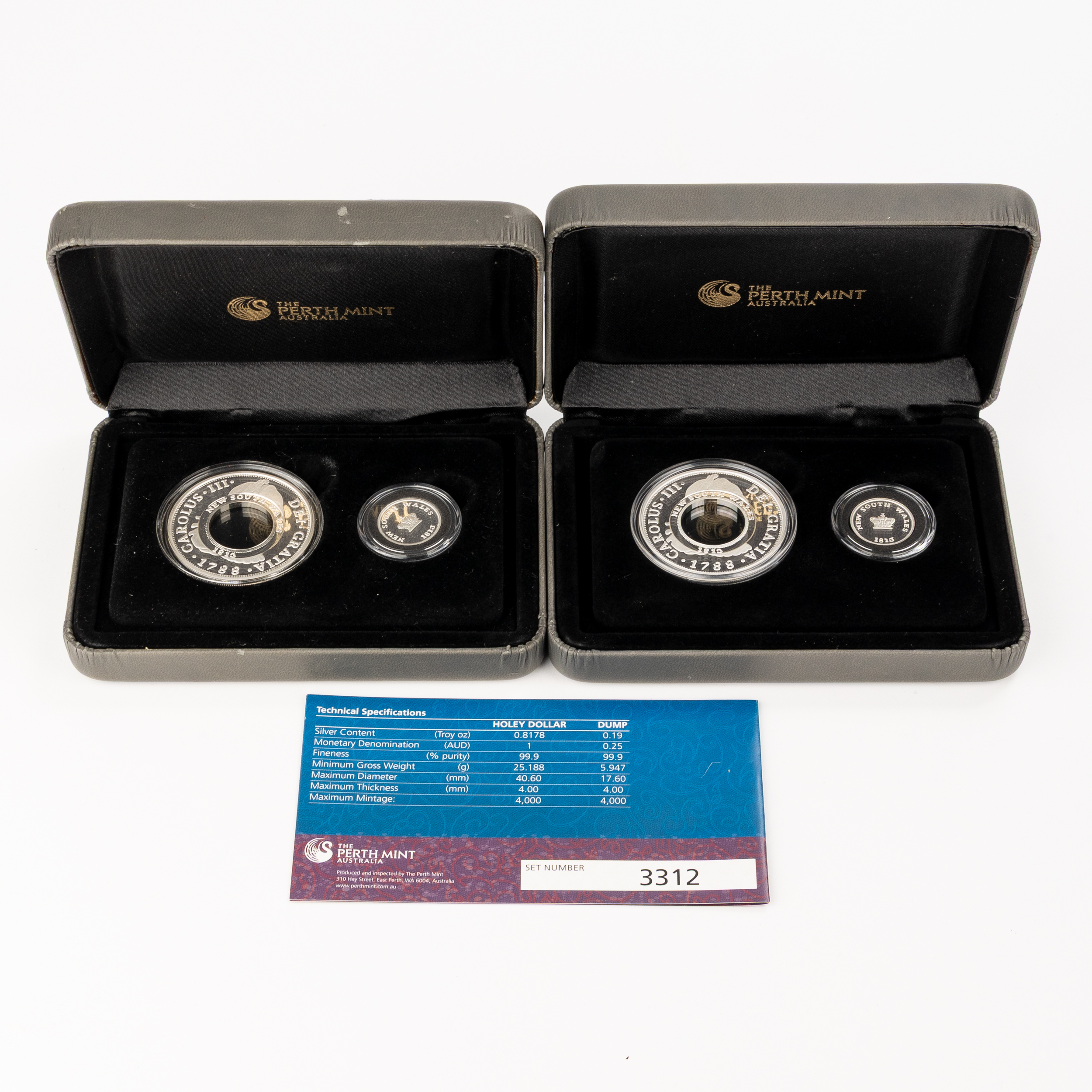 Elizabeth II, Perth Mint - 200TH Anniversary Holey Dollar & Dump, Twenty-Five Cents - One Dollar, 2013, FDC