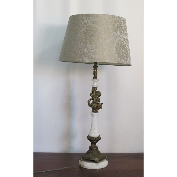 BRASS AND MARBLE TABLE LAMP