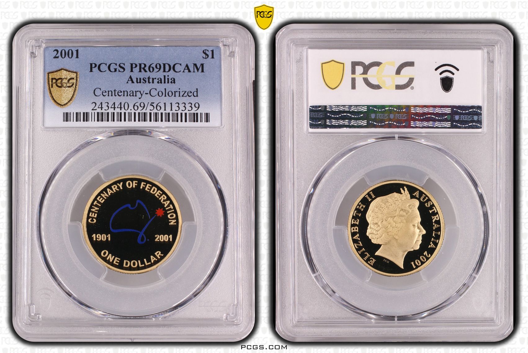 Centenary-Colourised, One Dollar, 2001, PR69DCAM