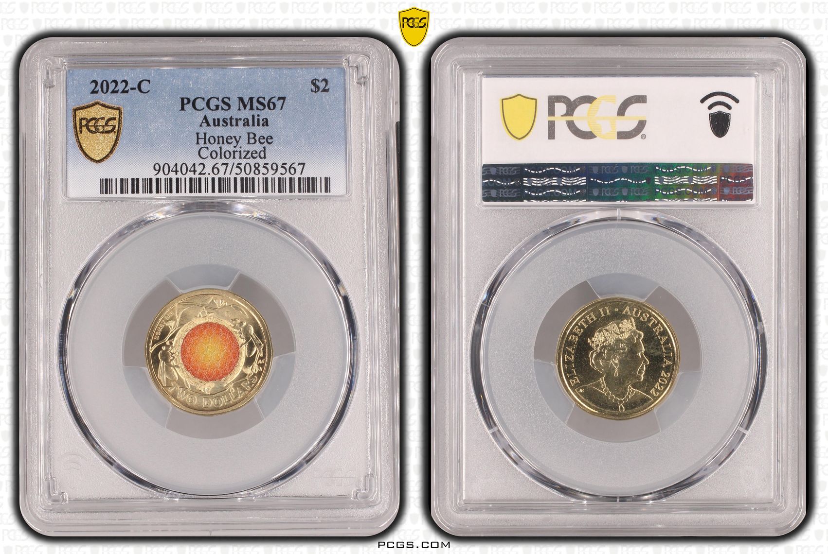 Honey Bee Colorized , Two Dollar, 2022-C, PCGS MS67