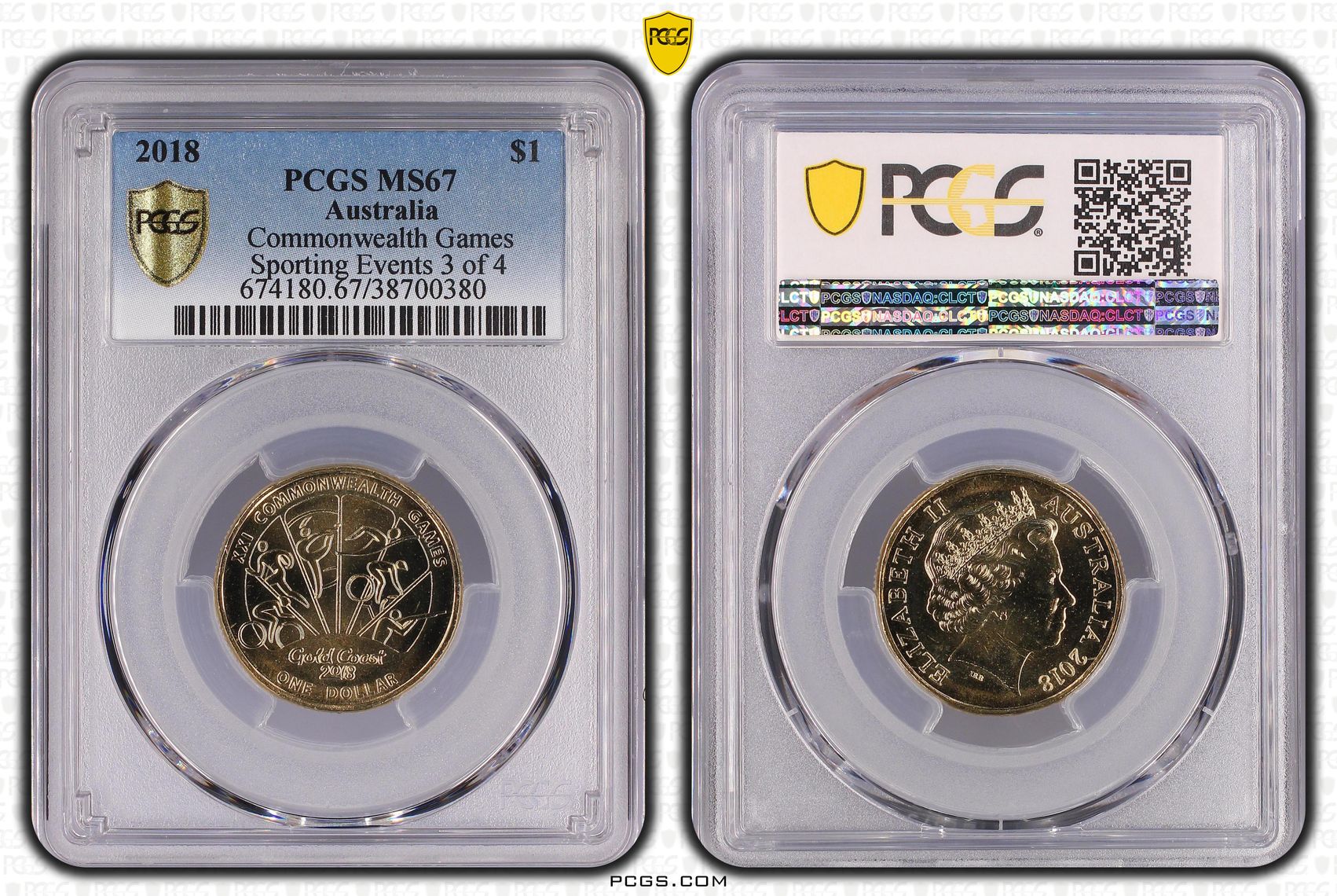 Commonwealth Games - Sporting Events 3 of 4, One Dollar, 2018, PCGS MS 67