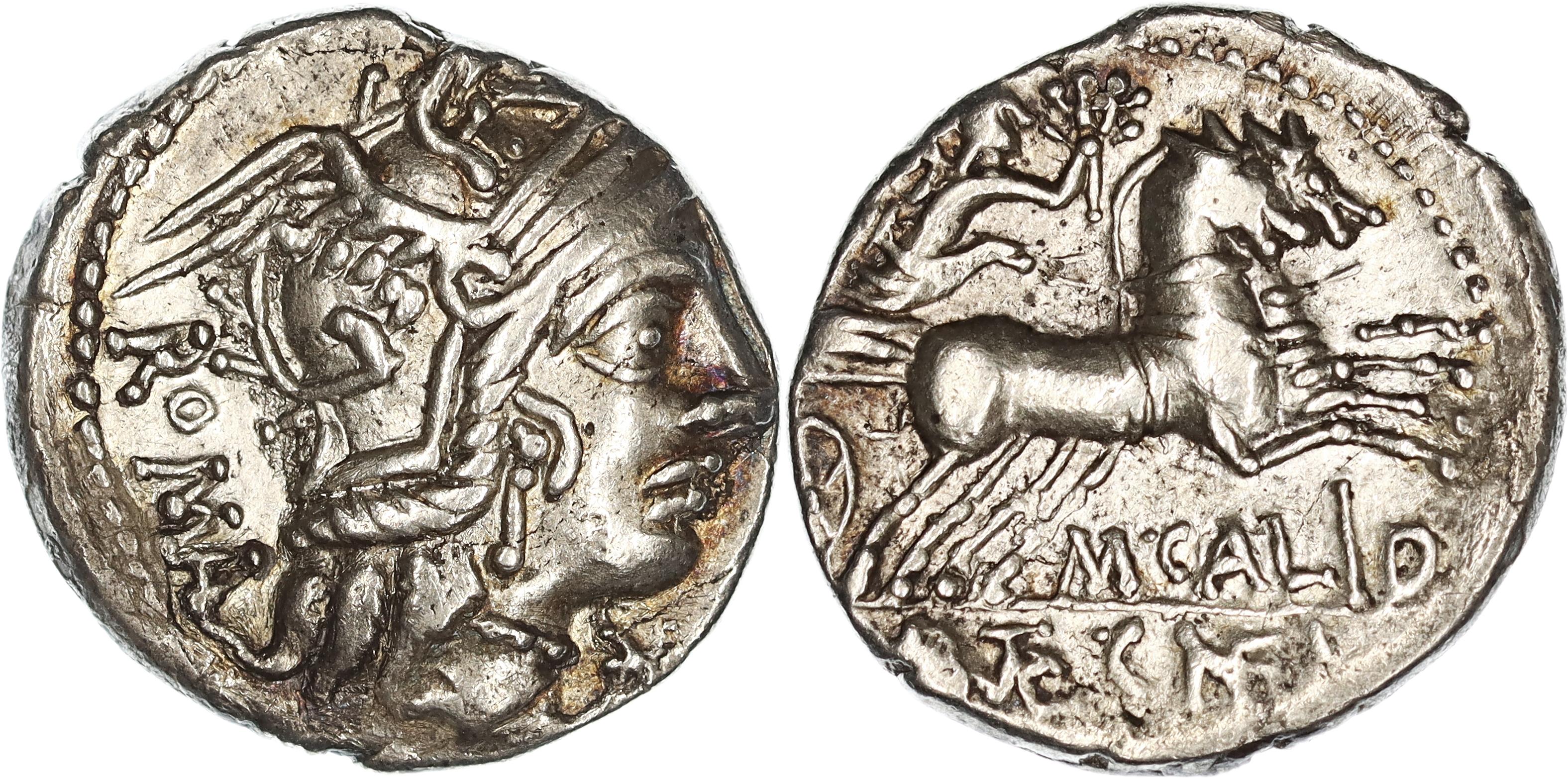 Roman Republic, M. Calidius, Q. Caecilius Metellus Numidicus & Cn, Fulvius, Silver Denarius, 117-118 BC, gVF
