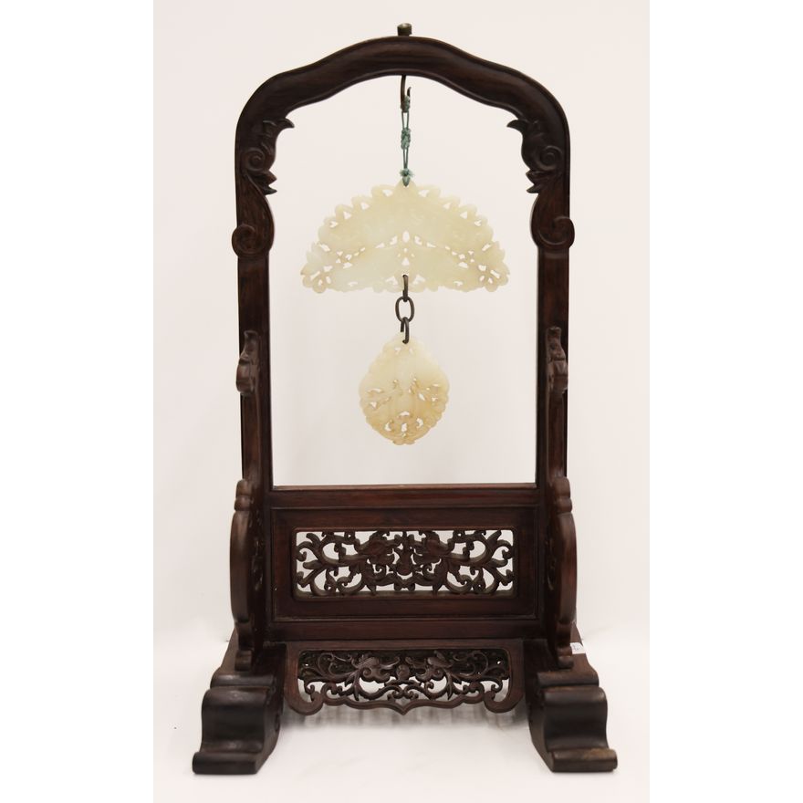 Chinese Jade Hanging Chime on Stand
