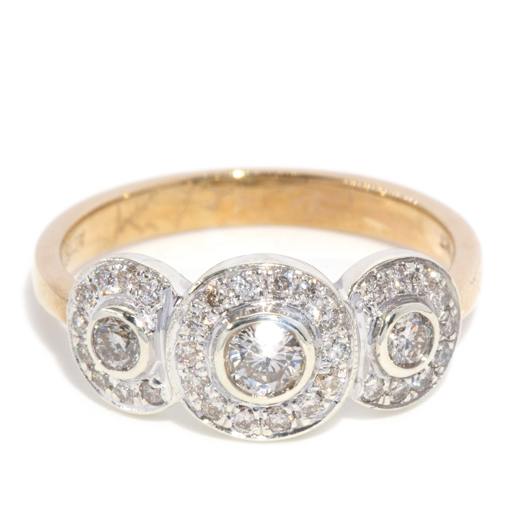 1 · Diamond Trilogy Halo Dress Ring 9ct Gold
